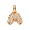 Brass Micro Pave Clear Cubic Zirconia Pendants, Cadmium Free & Nickel Free & Lead Free, Real 18K Gold Plated, Letter M, 31x25x5mm, Hole: 3x6mm