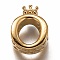304 Stainless Steel European Beads, Large Hole Beads, Letter O with Crown, Golden, 16x11.5x7mm, Hole: 4.5mm