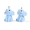 Opaque Resin Pendants, Calf Elephant Charms, with Platinum Plated Iron Loops, Light Sky Blue, 29~30.5x24.5x20~21mm, Hole: 2mm
