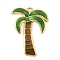 304 Stainless Steel Enamel Pendants, Coconut Tree Charm, Golden, 26.5x20x2.5mm, Hole: 1.5mm