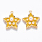 Brass Enamel Pendants, with ABS Plastic Imitation Pearl, Nickel Free, Star, Real 18K Gold Plated, Yellow, 15.5x14.5x4mm, Hole: 1mm