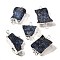 Raw Rough Natural Dyed Quartz Crystal Links Connector Charms, with Brass Findings, Nuggets, Silver Color Plated, Midnight Blue, 30.5~37.5x15~25x7.5~13mm, Hole: 2.5mm