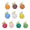 10Pcs 10 Colors Electroplat Glass Pendants, Fruits, with Transparent Acrylic and Golden 304 Stainless Steel Jump Ring, Faceted, Mixed Color, 16x15mm, Hole: 5mm, 1pc/color