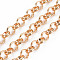 Brass & Iron Rolo Chains, with Spool, Unwelded, Real 18K Gold Plated, 10x3mm, about 32.81 Feet(10m)/Roll
