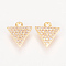 Brass Micro Pave Cubic Zirconia Charms, Triangle, Clear, Nickel Free, Real 18K Gold Plated, 10x9x2mm, Hole: 1mm