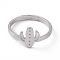 Non-Tarnish 201 Stainless Steel Cactus Adjustable Ring for Women, Stainless Steel Color, US Size 6 1/4(16.7mm)