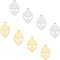201 Stainless Steel Laser Cut Pendants, ET, Golden & Stainless Steel Color, 15x10x1mm, Hole: 1.5mm, 12pcs/box