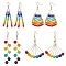 4Pairs 4 Styles Natural & Synthetic Mixed Stone Dangle Earrings, with 304 Stainless Steel Earring Hooks and Glass Beads, 65~81x20~52mm, 1pair/style