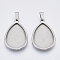 Non-Tarnish 201 Stainless Steel Pendant Cabochon Settings, Plain Edge Bezel Cups, Teardrop, Stainless Steel Color, Tray: 25x18mm, 31.5x21x2.2mm, Hole: 3x6mm