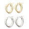 Brass Hoop Earrings, Oval, Mixed Color, 21x16x3.5mm, Pin: 0.7mm