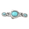Brass Box Clasps, with Synthetic Turquoise, Oval, Platinum, 43x16x8.5~9mm, Hole: 4x1.5mm