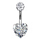 Clear Cubic Zirconia Belly Button Rings, Stainless Steel Piercing Navel Rings, Curved Barbell Body Jewelry for Women, Stainless Steel Color, Heart, 8~13mm, Bar: 10x1.5mm
