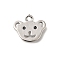 Brass Micro Pave Cubic Zirconia Pendants, Cadmium Free & Nickel Free & Lead Free, Little Bear Charms, Stainless Steel Color, 9.5x11x1mm, Hole: 1.2mm