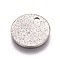 Tarnish Resistant 304 Stainless Steel Textured Pendants, Flat Round, Stainless Steel Color, 12x1mm, Hole: 1.4mm