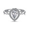 925 Sterling Silver Micro Pave Cubic Zirconia Finger Rings, Teardrop, Silver, US Size 7(17.3mm)