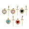 Brass Micro Pave Clear Cubic Zirconia Pendants Sets, Heart and Sword, with Glass, Lead Free & Cadmium Free, Long-Lasting Plated, Rack Plating,Real 18K Gold Plated, Mixed Color, heart: 18.5x16.5x8.5mm, Hole: 4.5x3mm