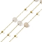 Ion Plating(IP) 304 Stainless Steel Link Chains, with Spool, with Sunstone, Soldered, Real 18K Gold Plated, WhiteSmoke, 6mm, gold beads: 3mm, link interval: 21.5mm, Feet(10m)/Roll