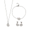 Conch Shape 304 Stainless Steel Pendant Necklaces & Bracelets & Stud Earrings Sets for Women, Stainless Steel Color, 7.68 inch(195mm)