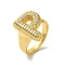 Letter Brass Micro Pave Clear Cubic Zirconia Open Cuff Ring for Women, Cadmium Free & Nickel Free & Lead Free, Real 18K Gold Plated, Letter P, 19.5x15mm, US Size 6(16.5mm)