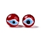Handmad Evil Eye Round Lampwork Beads, FireBrick, 10x9~10mm, Hole: 1.6~2mm