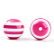 Stripe Resin Beads, Round, Deep Pink, 20x18mm, Hole: 3mm