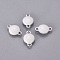 304 Stainless Steel Enamel Links connectors, Enamelled Sequins, Flat Round, Stainless Steel Color, White, 12x8x4mm, Hole: 1.4mm