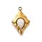 Natural Quartz Crystal Pendants, 304 Stainless Steel Rock Crystal Rhombus Charms, Real 18K Gold Plated, 21x14x4.5mm, Hole: 2mm