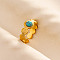 Round Synthetic Turquoise Finger Rings, 304 Stainless Steel Cuff Ring for Unisex, Inner Diameter: 17mm