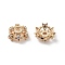 Brass Micro Pave Clear Cubic Zirconia Bead Caps, Long-Lasting Plated, Rack Plating, Flower, Golden, 12x12x5mm, Hole: 2.5mm