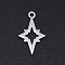Non-Tarnish 201 Stainless Steel Laser Cut Pendants, Hollow Star, Stainless Steel Color, 17x10x1mm, Hole: 1.5mm