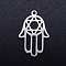 Non-Tarnish 201 Stainless Steel Pendants, for Jewish, Hand/Hand of Fatima/Hand of Miriam with Star of David, Stainless Steel Color, 23x15x1mm, Hole: 1.4mm