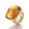 Ion Plating(IP) 304 Stainless Steel Finger Rings, with Faceted Glass, Goldenrod, Size 6~9, 16~19mm
