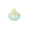 Rack Plating Alloy Enamel and Rhinestone Pendants, Cadmium Free & Nickel Free & Lead Free, Shell Shape, Golden, Sky Blue, 13x12x3.5mm, Hole: 1.5mm