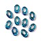 Electroplate Glass Linking Rings, Crystal Cosmic Ring, Prism Ring, Faceted, Back Plated, Oval, Blue, 20x13x4~5mm, Inner Diameter: 10x5.3mm