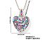 Brass Pave Colorful Cubic Zirconia Pendant Box Chain Necklaces, Platinum, Heart, 15.75 inch(40cm)