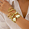 Oval Alloy & Iron & CCB Plastic Bangles Set, Golden, Inner Diameter: 2-3/8 inch(6cm), 3pcs/set