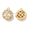 Brass Micro Pave Cubic Zirconia Charms, Cadmium Free & Nickel Free & Lead Free, Round, Real 18K Gold Plated, 12x11x10mm, Hole: 1mm