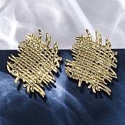 Плетеные ромбовидные серьги-гвоздики из латуни EJEW-R025-19G