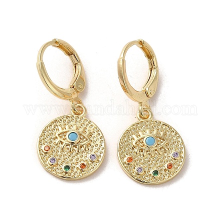 Плоские круглые серьги с подвесками из латуни EJEW-Q797-08G-1