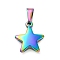 Ion Plating(IP) 304 Stainless Steel Pendants, Star, Rainbow Color, 23.5x20x5mm, Hole: 10x4.5mm