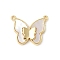 Brass Pave Natural White Shell Pendants, Butterfly Charms, Long-Lasting Plated, Lead Free & Cadmium Free, Rack Plating, Real 18K Gold Plated, 15.5x18.5x2.5mm, Hole: 1.2mm