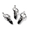 Natural Obsidian Pointed Pendants, Eco-Friendly Brass Finding, Platinum, Cadmium Free & Lead Free, Bullet, 48x24.5x14mm, Hole: 7x5.5mm