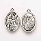 Tibetan Style Alloy Pendants, Oval, Cadmium Free & Lead Free, St Michael and Guardian Angel Medal, Antique Silver, 25x16x3mm, Hole: 2mm