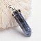 Bullet Brass Gemstone Pointed Pendants, Platinum, Sodalite, 44mm, Hole: 5x8mm