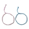 2Pcs 2 Colors Nylon Cord Braided Wave Cord Bracelets, Adjustable Bracelet for Couple, Mixed Color, Inner Diameter: 3-3/8~5-1/4 inch(8.5x13.3cm), 4mm, 1pc/color