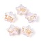 Transparent Resin Enamel Beads, Hand Drawn Beads, Star, with Gold Foil, Floral White, 18.5x20.5x14.5mm, Hole: 2.2mm