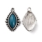 Zinc Alloy Pendants, with Resin, Horse Eye, Marine Blue, 23.5x14.5x5.5mm, Hole: 1.8mm