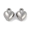 304 Stainless Steel Charms, Stainless Steel Color, Heart, 8x6x4mm, Hole: 1mm