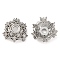 Brass Micro Pave Clear Cubic Zirconia Bead Caps, Cadmium Free & Nickel Free & Lead Free, Flower, Platinum, 11x11x4mm, Hole: 1.8mm
