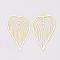 Brass Pendants, Etched Metal Embellishments, Long-Lasting Plated, Cadmium Free & Nickel Free & Lead Free, Leaf, Light Gold, 42x25x0.3mm, Hole: 1.6mm